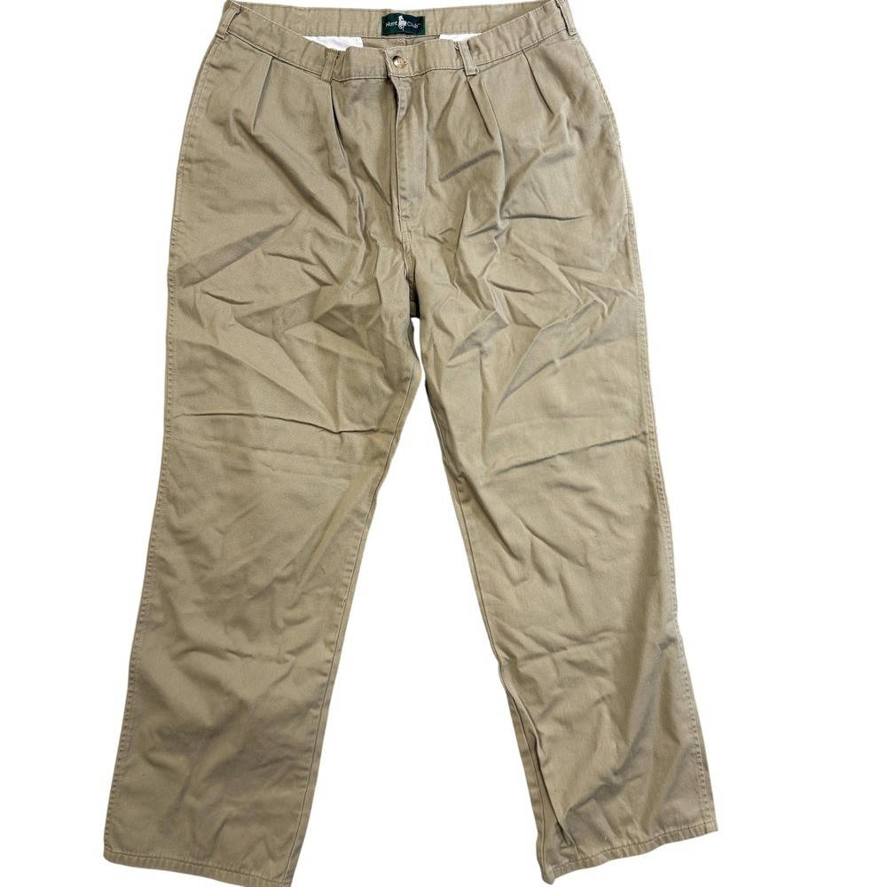 Vintage Hunt Club Pants Mens 36x31 Beige Pleated Relaxed Fit Khakis USA